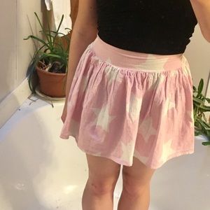 Pink and white starry skater skirt star stars